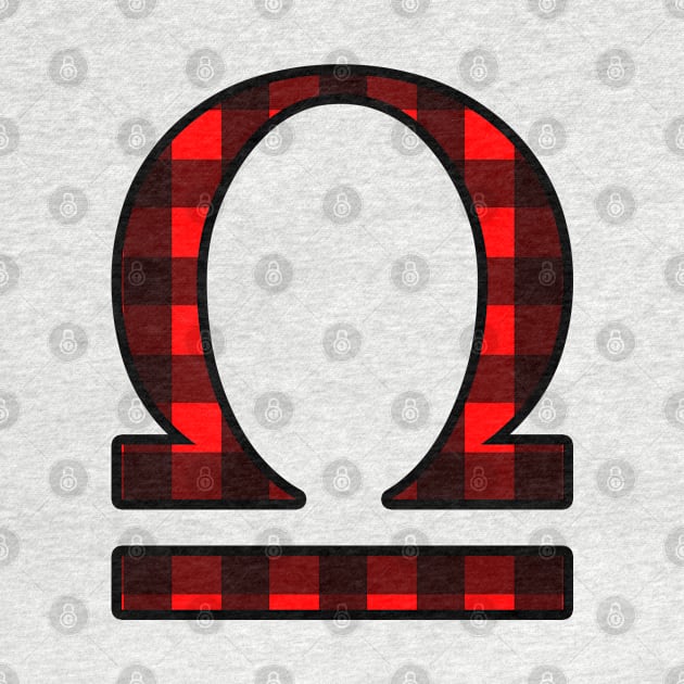 Libra Zodiac Horoscope Symbol in Black and Red Buffalo Plaid by bumblefuzzies